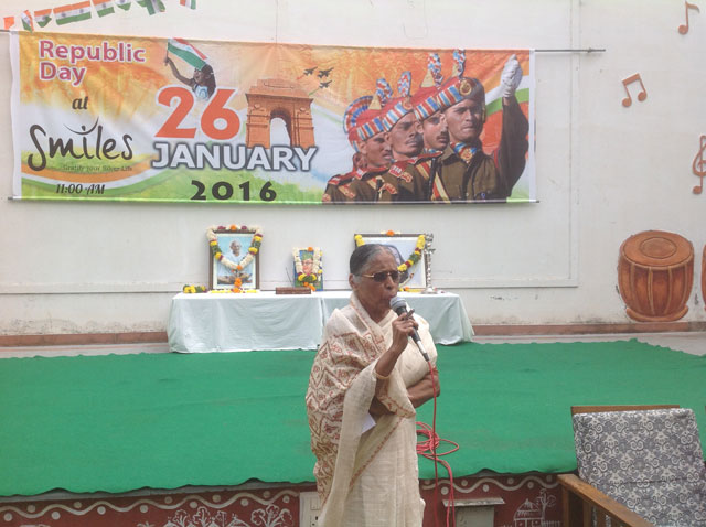 Republic Day Celebrations at SMILES. Brig. Sukhthankar ,Col. B. R. Chetty and Sri. Gowra Venkata Ratnam - settlor of SMILES trust participated in hoisting of National Flag.