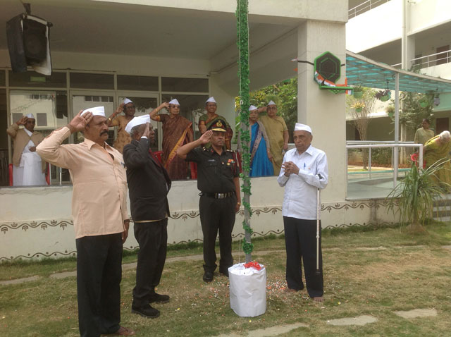 Republic Day Celebrations at SMILES. Brig. Sukhthankar ,Col. B. R. Chetty and Sri. Gowra Venkata Ratnam - settlor of SMILES trust participated in hoisting of National Flag.