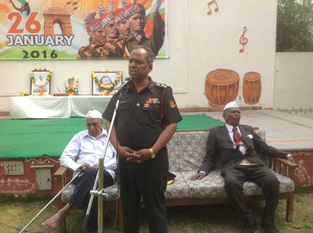 Republic Day Celebrations at SMILES. Brig. Sukhthankar ,Col. B. R. Chetty and Sri. Gowra Venkata Ratnam - settlor of SMILES trust participated in hoisting of National Flag.