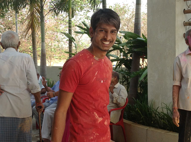 Residents and staff enjoying Holi 2016.