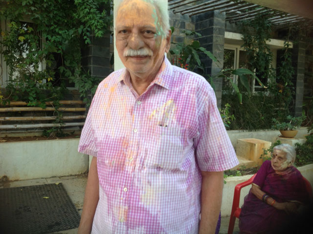 Residents and staff enjoying Holi 2016.