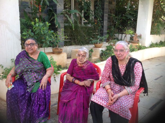 Residents and staff enjoying Holi 2016.