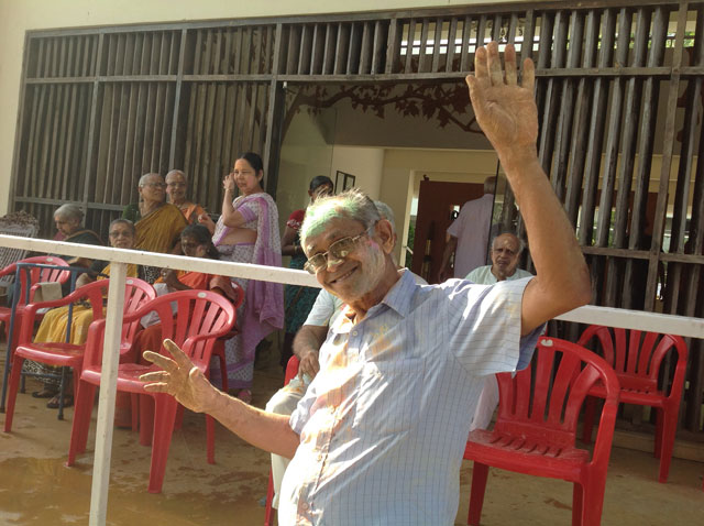 Residents and staff enjoying Holi 2016.