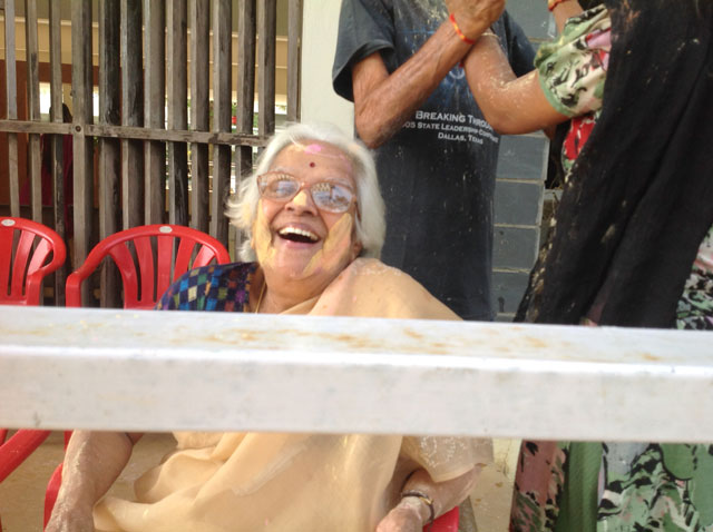 Residents and staff enjoying Holi 2016.