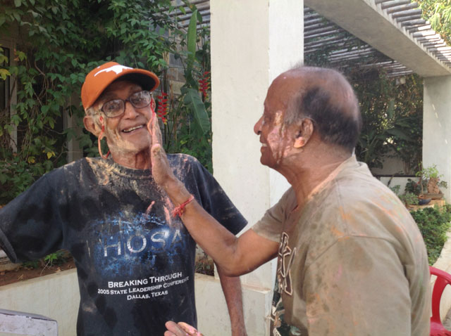 Residents and staff enjoying Holi 2016.