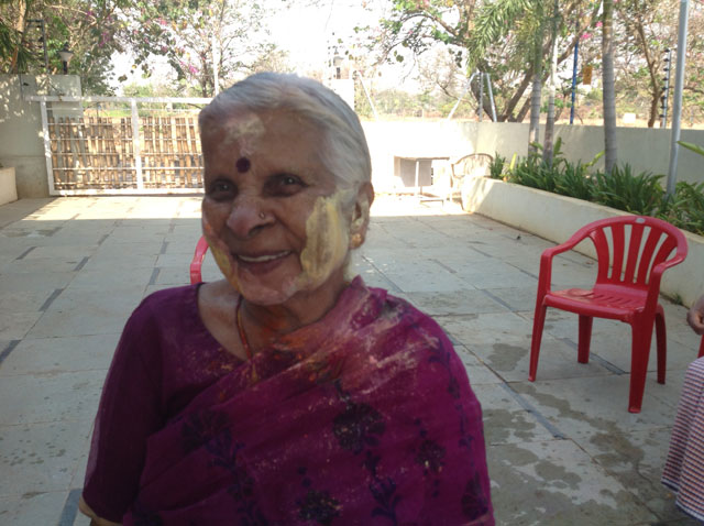 Residents and staff enjoying Holi 2016.