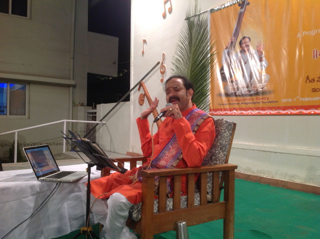  L.V.Gangadhara Sastry, Founder Chairman. Bhagavidgita Foundation deliberating essence of Bhagawadgita to residents of SMILES and guests.