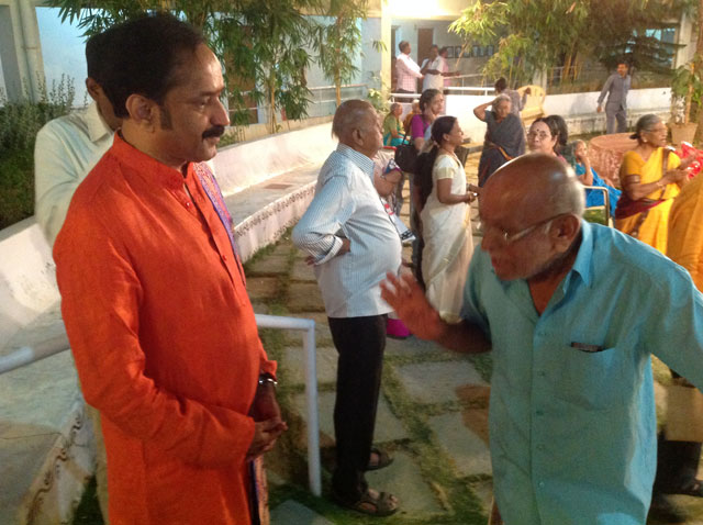  L.V.Gangadhara Sastry, Founder Chairman. Bhagavidgita Foundation deliberating essence of Bhagawadgita to residents of SMILES and guests.