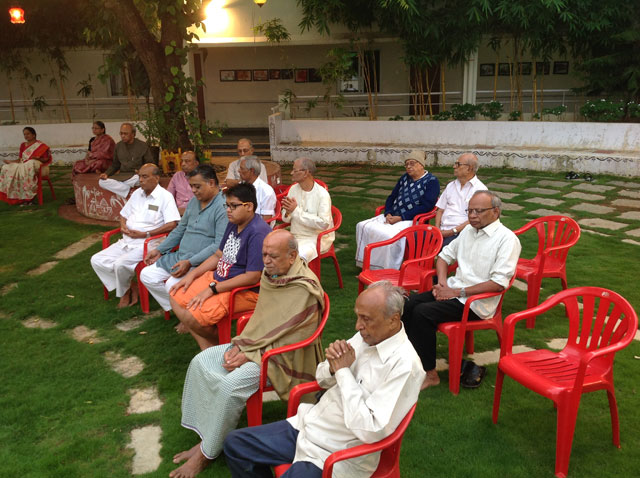 Guru Puja, Meditation and Satsang at SMILES by Mr. B. Santosh Rao, DSN teacher of Art of Living and Mr. Santosh Ramakrishnan. 