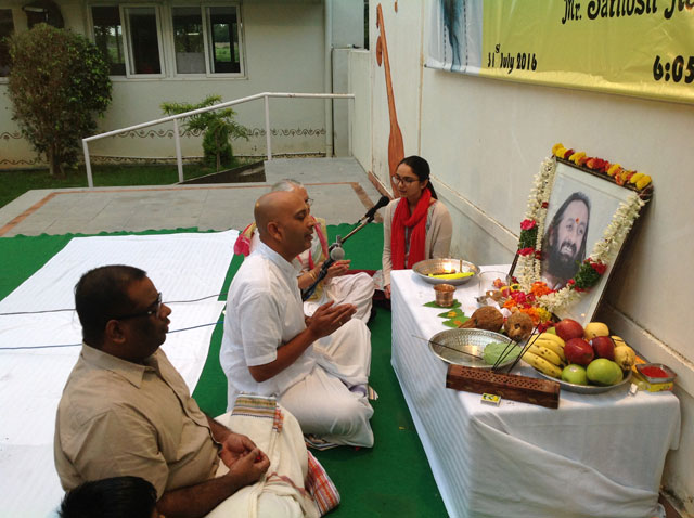 Guru Puja, Meditation and Satsang at SMILES by Mr. B. Santosh Rao, DSN teacher of Art of Living and Mr. Santosh Ramakrishnan. 