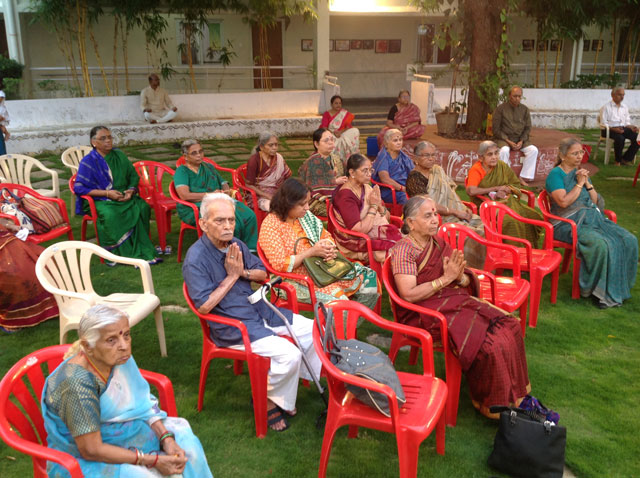 Guru Puja, Meditation and Satsang at SMILES by Mr. B. Santosh Rao, DSN teacher of Art of Living and Mr. Santosh Ramakrishnan. 