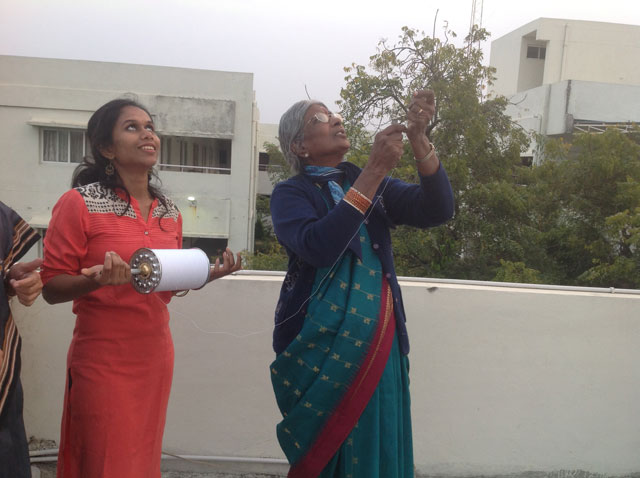 Residents and staff enjoying Kite Flying 2017 