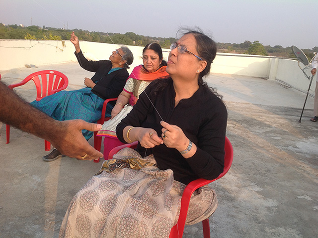 Residents of SMILES enjoying Kite Flying on the eve of Makara Sankranti