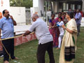 Residents and staff playing games at SMILES . 