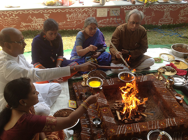 Makara Sankraman Soura Homam by Pandit Suresh Chandra on the eve of Makara Sankranti at SMILES