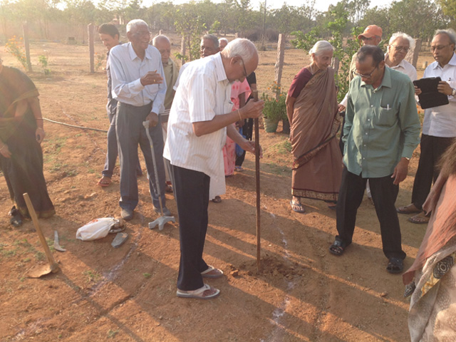 RESIDENTS PERFORMING BHOOMI POOJA AT PEACE HAVEN at Smile