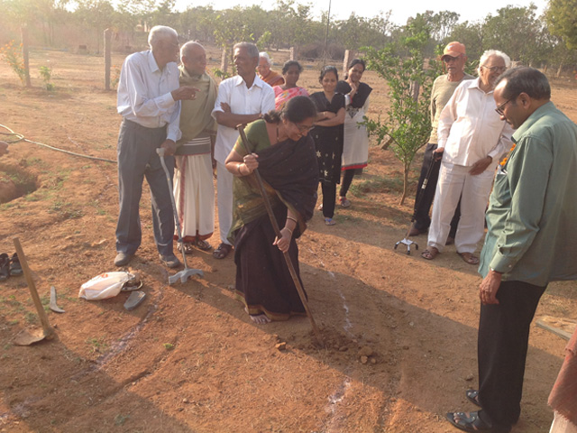 RESIDENTS PERFORMING BHOOMI POOJA AT PEACE HAVEN at Smile