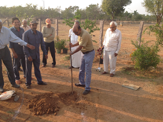 RESIDENTS PERFORMING BHOOMI POOJA AT PEACE HAVEN at Smile