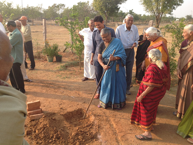 RESIDENTS PERFORMING BHOOMI POOJA AT PEACE HAVEN at Smile